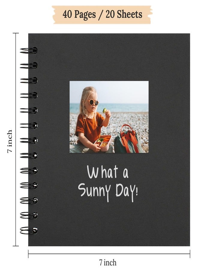 Hiwhy Scrapbook 7x7 Inch DIY Scrapbook Album Hardcover Kraft Paper Scrap Book Photo Albums 40 Pages Perfect for 4x6 / 5x7 Photos Memory Book for Family, Wedding - Image 2