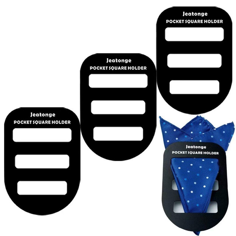 Jeatonge Pocket Square Holder Keeper Organizer Pocket Squares for Men Prefolded (Holder 3 Pcs) - Image 1