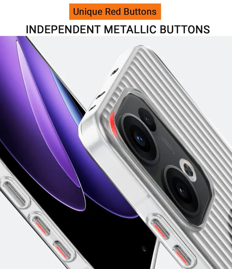 Kapa Matte Wave Grip Back Cover for Oppo Reno 13 5G | Ultra Slim [with Metal Buttons] Frosted Back Case (White) - Image 5