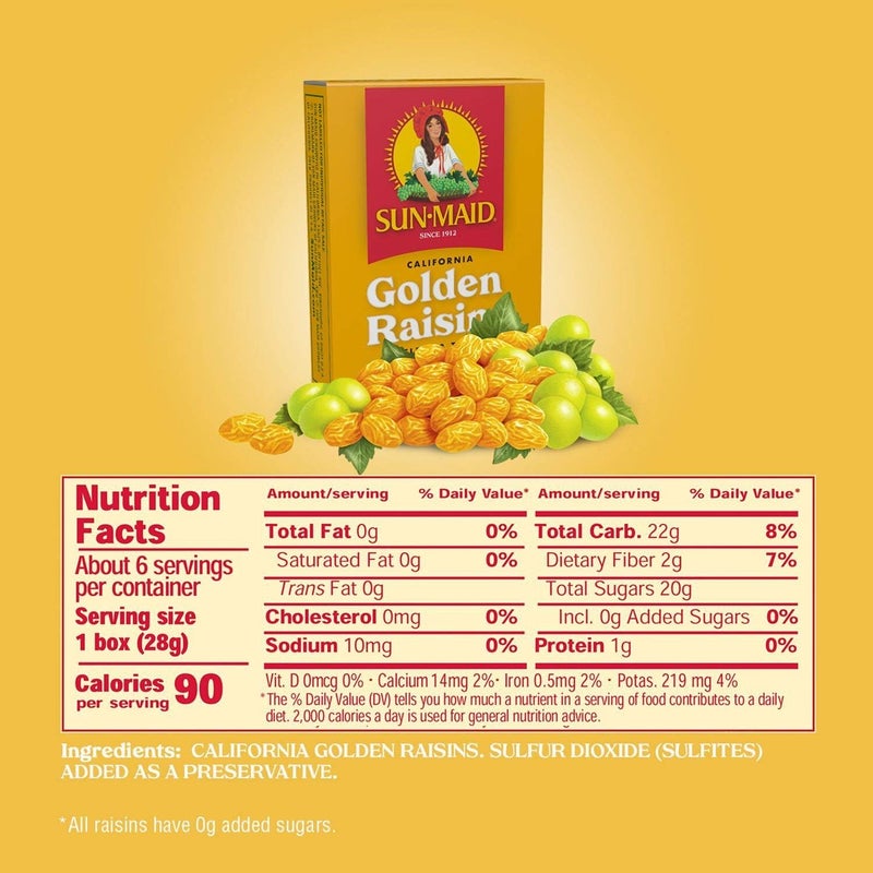 SUNMAID Sun-Maid Natural California Golden Raisins - 6 Count Snack Boxes - Image 5