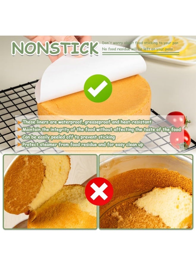 Hoasis 100 Pcs Round Parchment Paper, 20cm Pre-Cut Baking Parchment Circles, Non-Stick Cake Liners with Silicone Coating, Greaseproof Waterproof Baking Paper for Air Fryer, BBQ, Steaming & Oven Use - Image 4