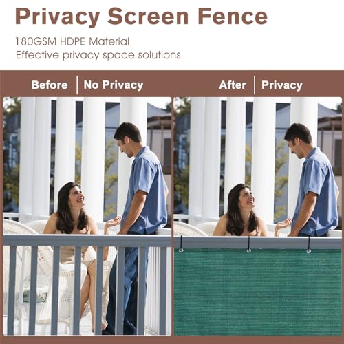 SUNNY GUARD 3'x10' Dark Green Balcony Privacy Screen Fence, Apartments Deck Railing Screen, Heavy Duty Wind Screen for Outdoor,Backyard,Patio,Deck Privacy（We Make Custom Sizes） - Image 3