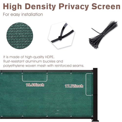 SUNNY GUARD 3'x10' Dark Green Balcony Privacy Screen Fence, Apartments Deck Railing Screen, Heavy Duty Wind Screen for Outdoor,Backyard,Patio,Deck Privacy（We Make Custom Sizes） - Image 4
