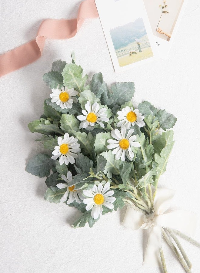 DuHouse Faux Lambs Ear Stems Miller Fake Flocked Artificial Greenery for Home Wedding Bouquet DIY Craft Farmhouse Decor (6pcs, Silver Dusty Miller) - Image 2