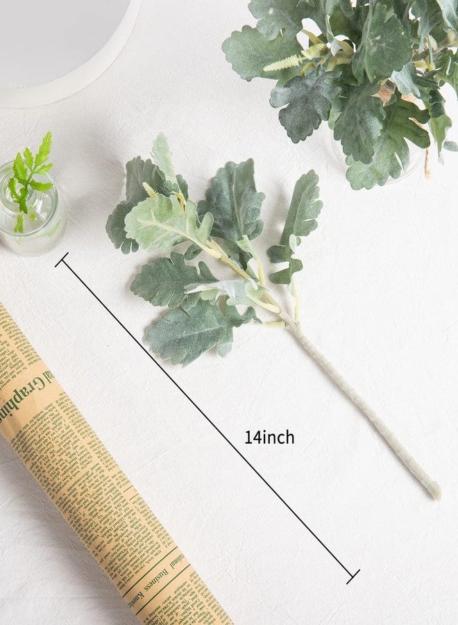 DuHouse Faux Lambs Ear Stems Miller Fake Flocked Artificial Greenery for Home Wedding Bouquet DIY Craft Farmhouse Decor (6pcs, Silver Dusty Miller) - Image 3