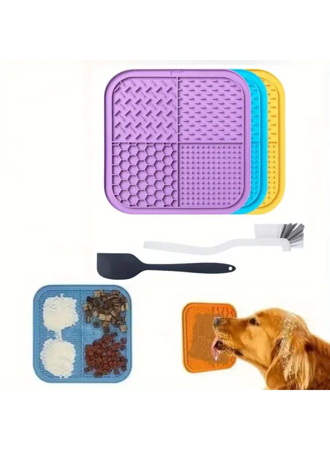 3pcs Beige Dog Cat Lick Mat Set with Cleaning Brush and Shovel - Image 1
