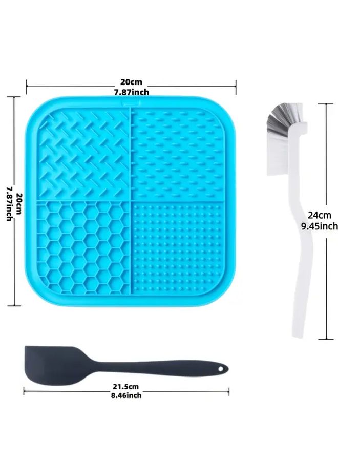 3pcs Beige Dog Cat Lick Mat Set with Cleaning Brush and Shovel - Image 2