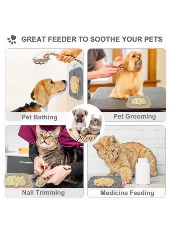 3pcs Beige Dog Cat Lick Mat Set with Cleaning Brush and Shovel - Image 5