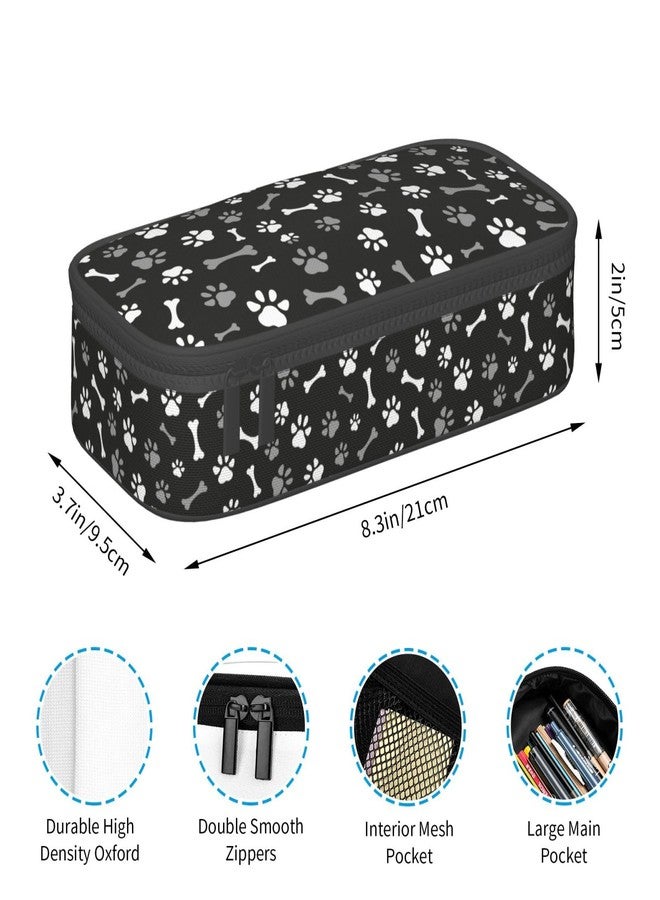 Perinsto Cute Dog Paws And Bones Pencil Case Big Capacity Multi Compartment Stationery Box Pencil Pouch Holder Desk Organizer For School Office Home - Image 5