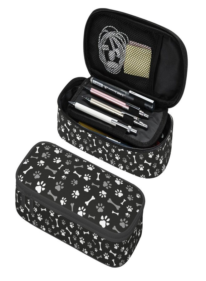 Perinsto Cute Dog Paws And Bones Pencil Case Big Capacity Multi Compartment Stationery Box Pencil Pouch Holder Desk Organizer For School Office Home - Image 1