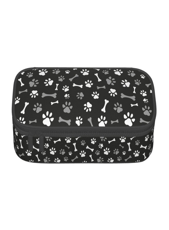 Perinsto Cute Dog Paws And Bones Pencil Case Big Capacity Multi Compartment Stationery Box Pencil Pouch Holder Desk Organizer For School Office Home - Image 2