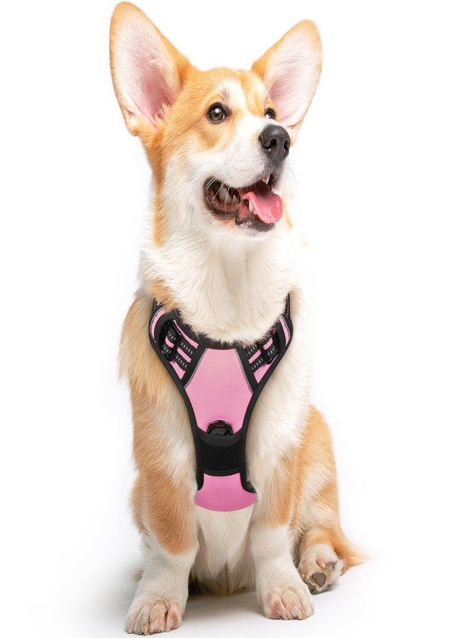 Eagloo Dog Harness Medium Sized Dog, No Pull Service Vest with Reflective Strips and Control Handle, Adjustable and Comfortable for Walking, No Choke Pet Harness with 2 Metal Rings, Pink, M - Image 1