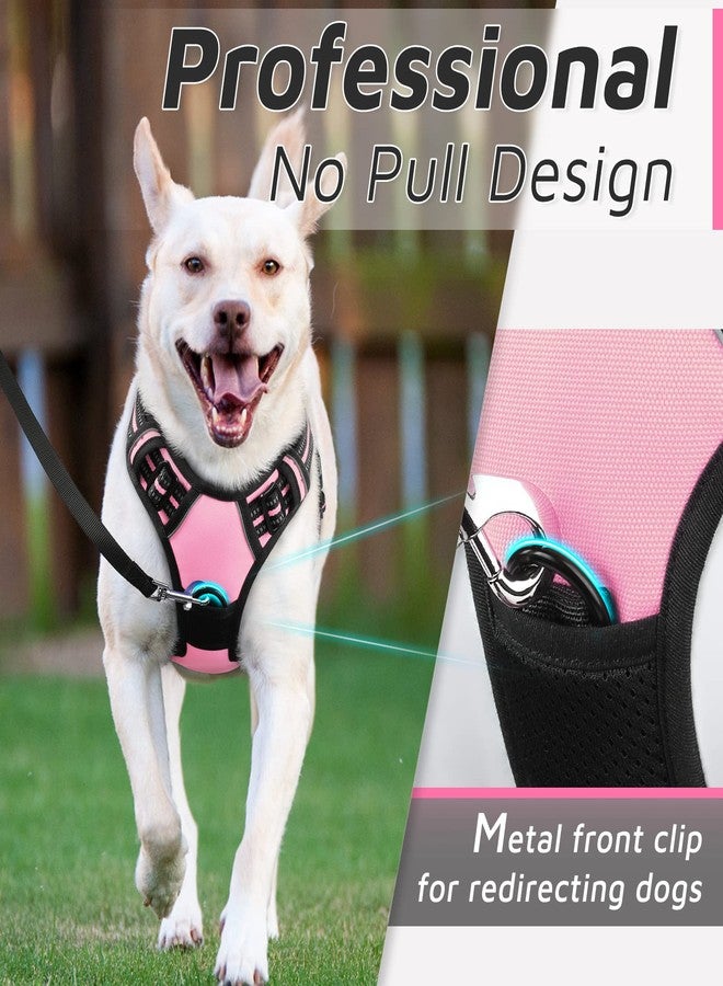 Eagloo Dog Harness Medium Sized Dog, No Pull Service Vest with Reflective Strips and Control Handle, Adjustable and Comfortable for Walking, No Choke Pet Harness with 2 Metal Rings, Pink, M - Image 2
