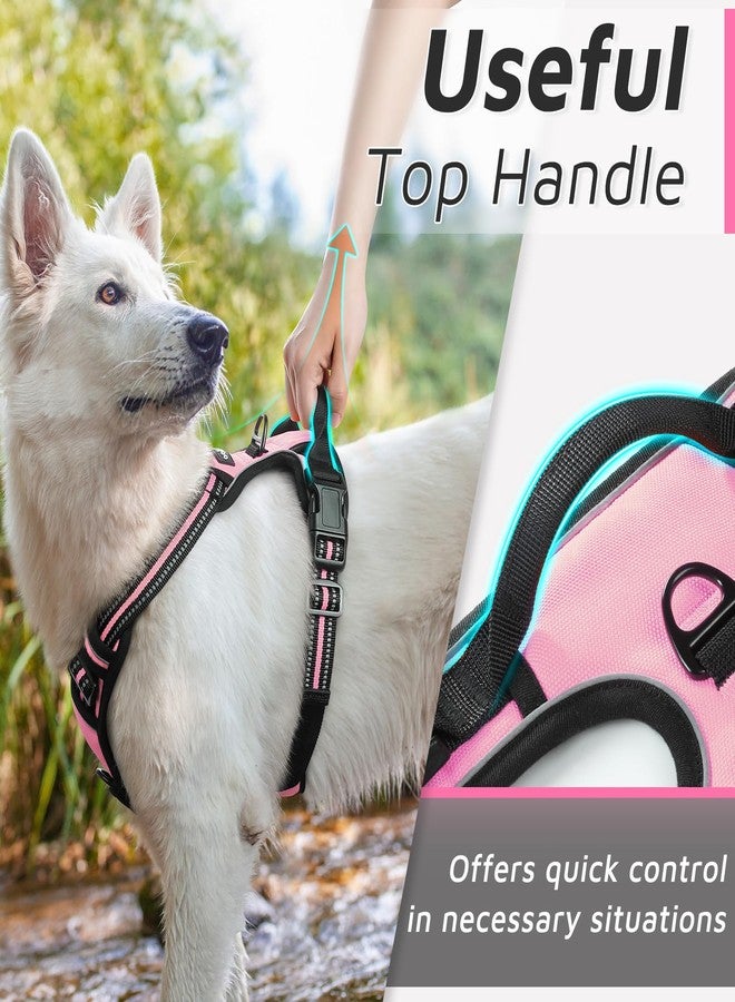 Eagloo Dog Harness Medium Sized Dog, No Pull Service Vest with Reflective Strips and Control Handle, Adjustable and Comfortable for Walking, No Choke Pet Harness with 2 Metal Rings, Pink, M - Image 4