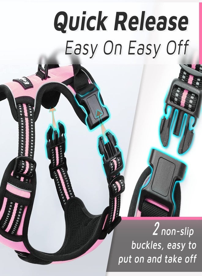Eagloo Dog Harness Medium Sized Dog, No Pull Service Vest with Reflective Strips and Control Handle, Adjustable and Comfortable for Walking, No Choke Pet Harness with 2 Metal Rings, Pink, M - Image 5