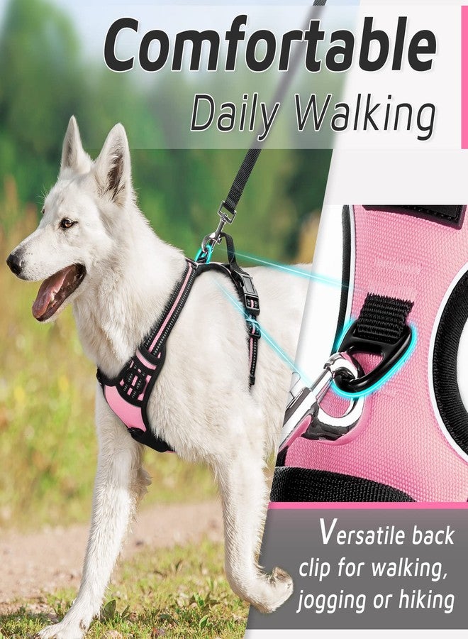 Eagloo Dog Harness Medium Sized Dog, No Pull Service Vest with Reflective Strips and Control Handle, Adjustable and Comfortable for Walking, No Choke Pet Harness with 2 Metal Rings, Pink, M - Image 3