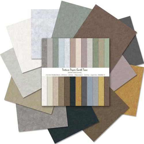 Colabrili Scrapbook Paper 12x12 Solid Colors, 24 Sheets Earth Tones Crafting Papers, Double-Sided Patterned Decorative Paper Assorted Colors for Origami Classroom Crafting Projects (Earth Tone, 12x12 in) - Image 1