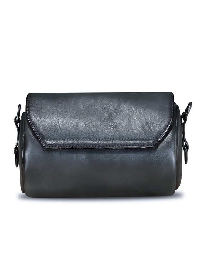 LRTO Genuine Leather Satchel for Women Vintage Shoulder Purse Handmade Handbag Retro Small Crossbody Bag (Darkgrey) - Image 3