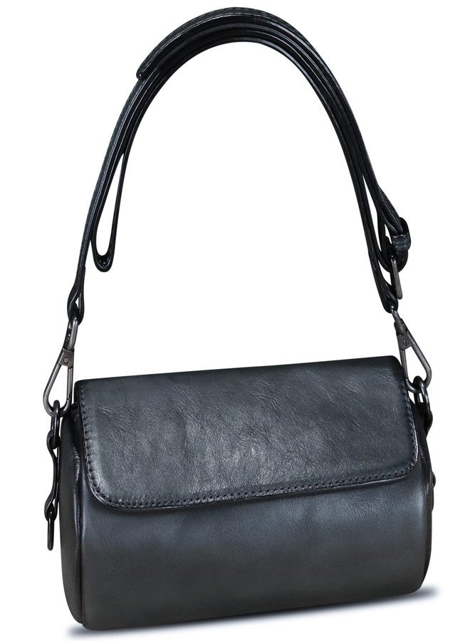 LRTO Genuine Leather Satchel for Women Vintage Shoulder Purse Handmade Handbag Retro Small Crossbody Bag (Darkgrey) - Image 1