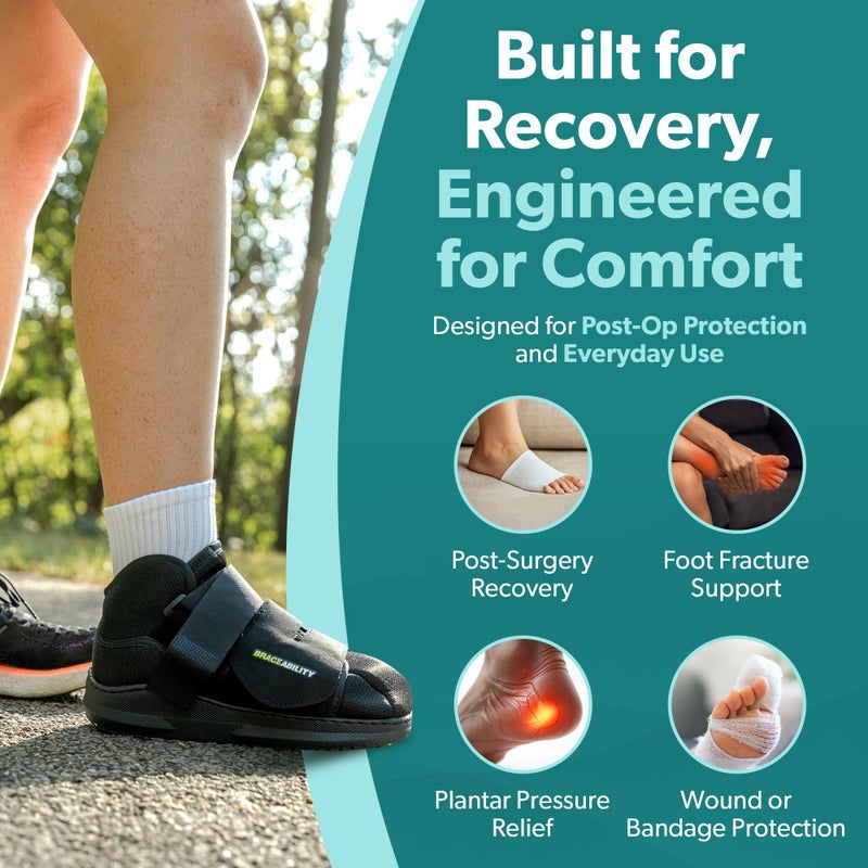 BraceAbility Closed Toe Medical Walking Shoe - Lightweight Broken Toe Cast Boot, Fractured Foot Brace for Metatarsal Stress Fracture, Post-op Bunion, Hammertoe Surgery Recovery - For Men or Women (L) - Image 4