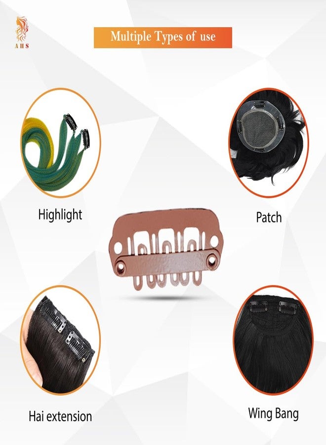 AHS Hair Extension Clips 2cm - Metal Snap Wig Clips with Silicone Backing for Hair Extensions, Hair Patch & Wigs - Small Sewing Clips for Women & Men (12, Light Brown) - Image 4