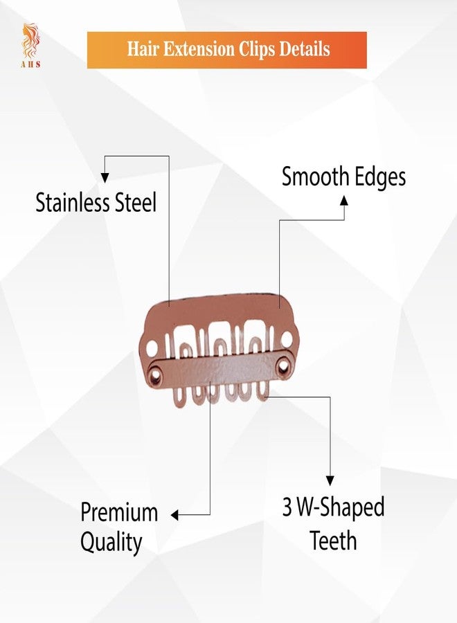 AHS Hair Extension Clips 2cm - Metal Snap Wig Clips with Silicone Backing for Hair Extensions, Hair Patch & Wigs - Small Sewing Clips for Women & Men (12, Light Brown) - Image 3