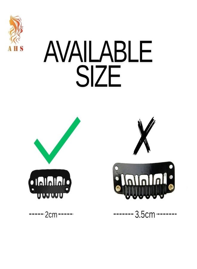 AHS Hair Extension Clips 2cm - Metal Snap Wig Clips with Silicone Backing for Hair Extensions, Hair Patch & Wigs - Small Sewing Clips for Women & Men (12, Light Brown) - Image 2