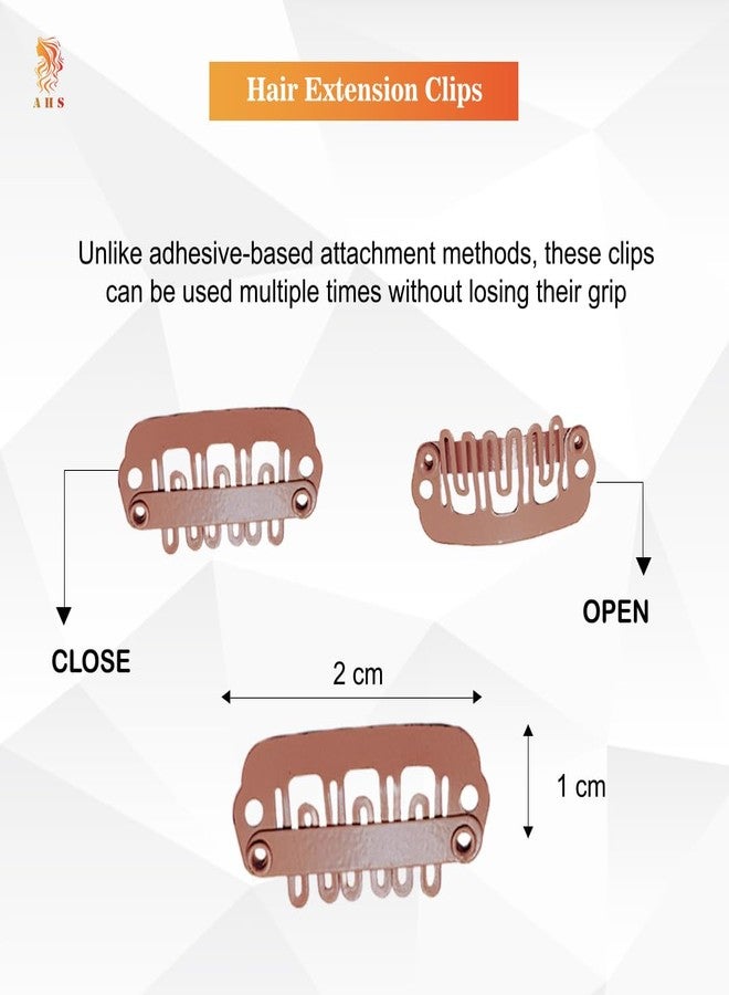 AHS Hair Extension Clips 2cm - Metal Snap Wig Clips with Silicone Backing for Hair Extensions, Hair Patch & Wigs - Small Sewing Clips for Women & Men (12, Light Brown) - Image 5