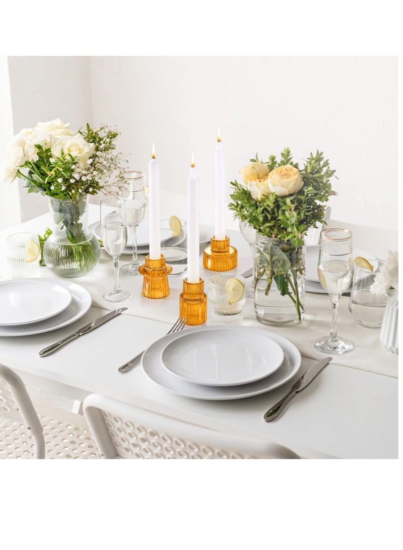 Excefore Tea light Candle Holder 2-in-1 Candlestick - Pink Crystal Glass Decorative Candleholder for Taper/Tea light Candles, Home Decor Dinning Table Centerpiece for Wedding Party, Set of 3 - Image 5