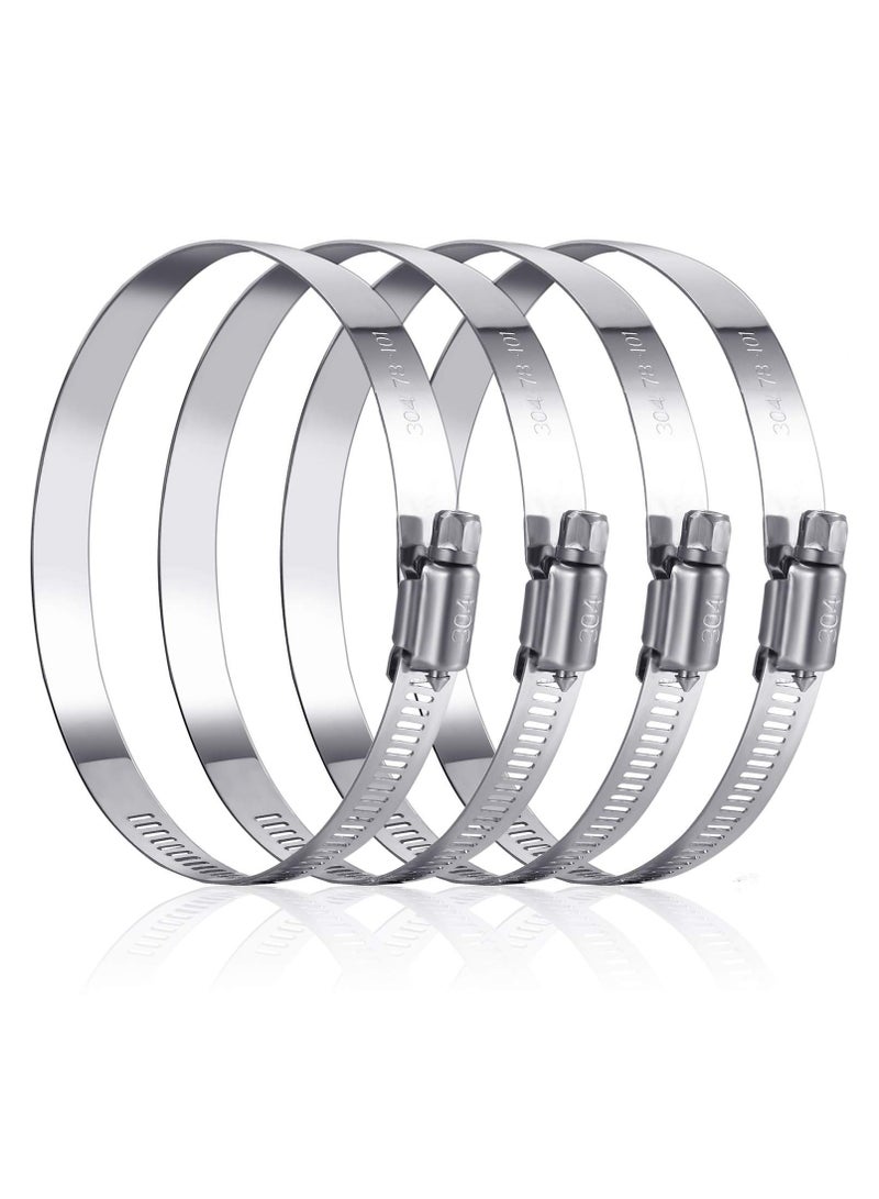 Generic 4 Pieces Adjustable 304 Stainless Steel Pipe Clamps Hose Clamps (4 Inch) - Image 1