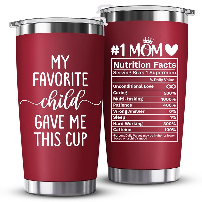 Mothers Day Gifts for Mom from Daughter Son Kids  Funny Mom Gift  Mama Coffee Cup My Favorite Child Gave Me This Cup  Birthday Mothers Day Christmas Gift Idea  20oz Stainless Steel Red Tumbler