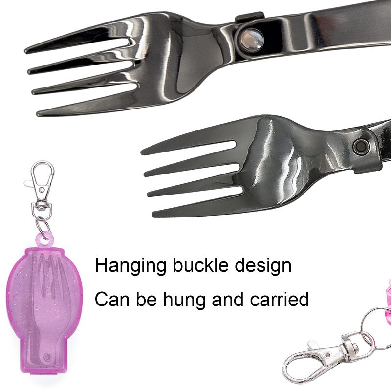 Acantha Foldable Fork and Spoon Set, Portable Folding Spoon and Fork Set with Two Plastic Storage Cases for Travel Camping Outdoors Picnic - Image 5