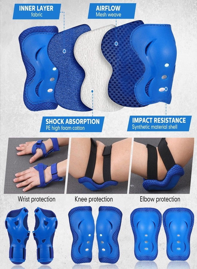 Honoson 7 Pcs Skateboard for Toddlers Beginners Knee Elbow Pads Wrist Guards Gear Set (Starry Blue,Age 6-10 Kids 24 x 6) - Image 4