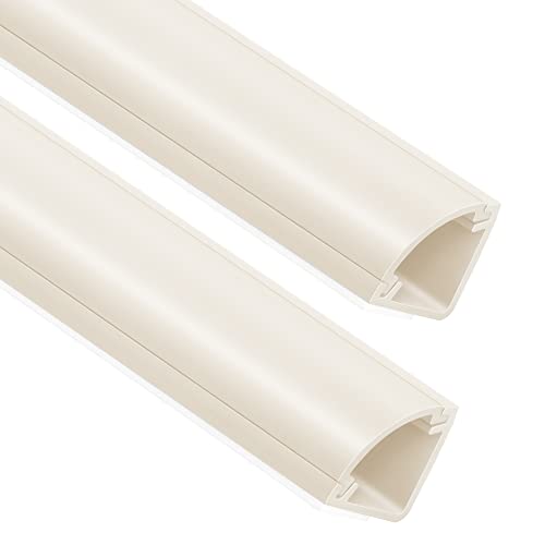 ZhiYo 85in Corner Cord Hider, Large Capacity Wire Covers for Cords, Cord Concealer Paintable Corner Cord Cover, Quarter Round Cable Raceway for Wall, Floor, Baseboard, Ceiling, 5 x L 17in, Beige - Image 1
