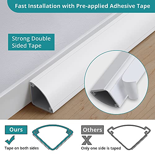 ZhiYo 85in Corner Cord Hider, Large Capacity Wire Covers for Cords, Cord Concealer Paintable Corner Cord Cover, Quarter Round Cable Raceway for Wall, Floor, Baseboard, Ceiling, 5 x L 17in, Beige - Image 3