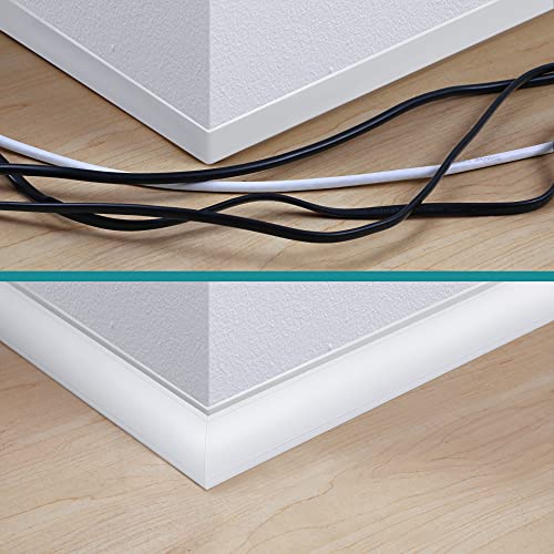 ZhiYo 85in Corner Cord Hider, Large Capacity Wire Covers for Cords, Cord Concealer Paintable Corner Cord Cover, Quarter Round Cable Raceway for Wall, Floor, Baseboard, Ceiling, 5 x L 17in, Beige - Image 4