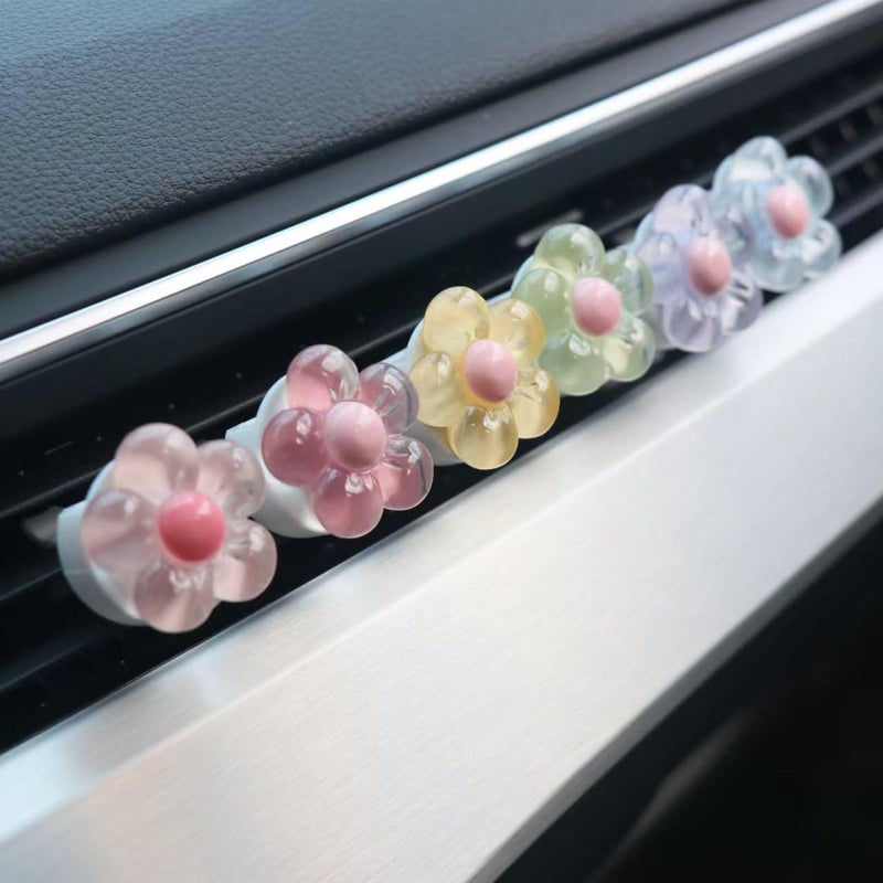 Joynaamn 6 PCS Car Accessories for Women, Flower Air Vent Clips Air Conditioner Outlet Decoration Car Interior Decor Charm, Assorted Color - Image 2