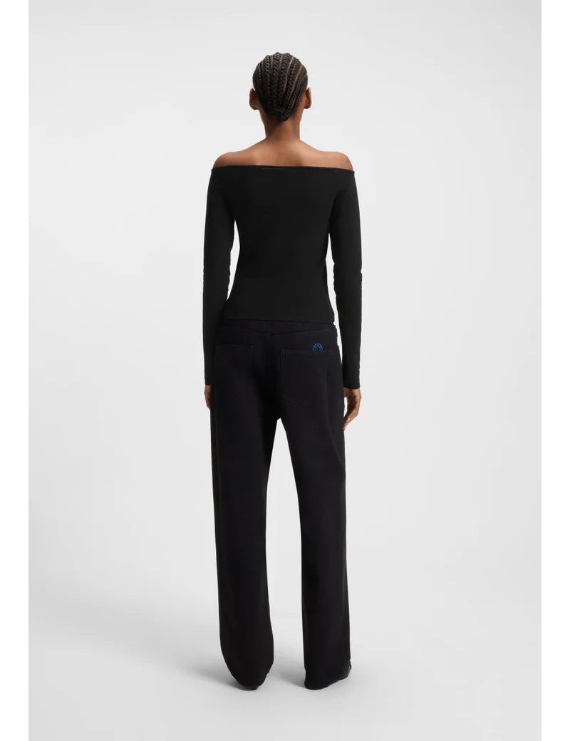 HUGO Stretch-cotton top with rhinestone logo