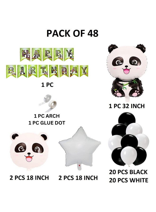 FI - FLICK IN 48 Pcs Panda Theme Birthday Decorations Set Black And White Balloon Garland for Decoration Happy Birthday Panda Theme Decoration (Pack of 48, Black & White) - Image 2