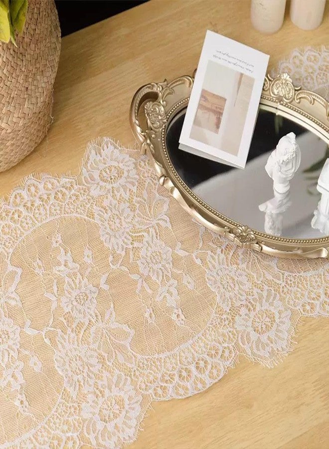 LUSTRIB 1PCS White Lace Table Runner, 14 x 120 Inch Long Boho Table Runner, White Vintage Rustic Lace Fabric Tablecloth for Wedding Bridal Party Picnic Decoration DIY Craft Classy Runners - Image 3