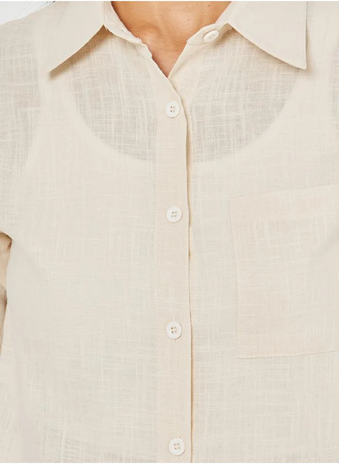Take Two Linen Look Shirt & Straight Leg Trouser Co-Ord Set