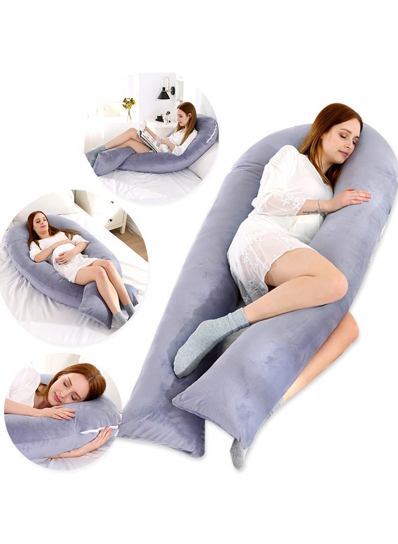 Y&D U-Shaped Maternity Pillow Lumbar Pillow Core Multifunctional Side Sleep Pillow Pillow Removable Washable Breastfeeding Pillow U-Shaped Body Support for Back Hips Legs Belly Must Have for Pregnant Women 140*80cm - Image 4