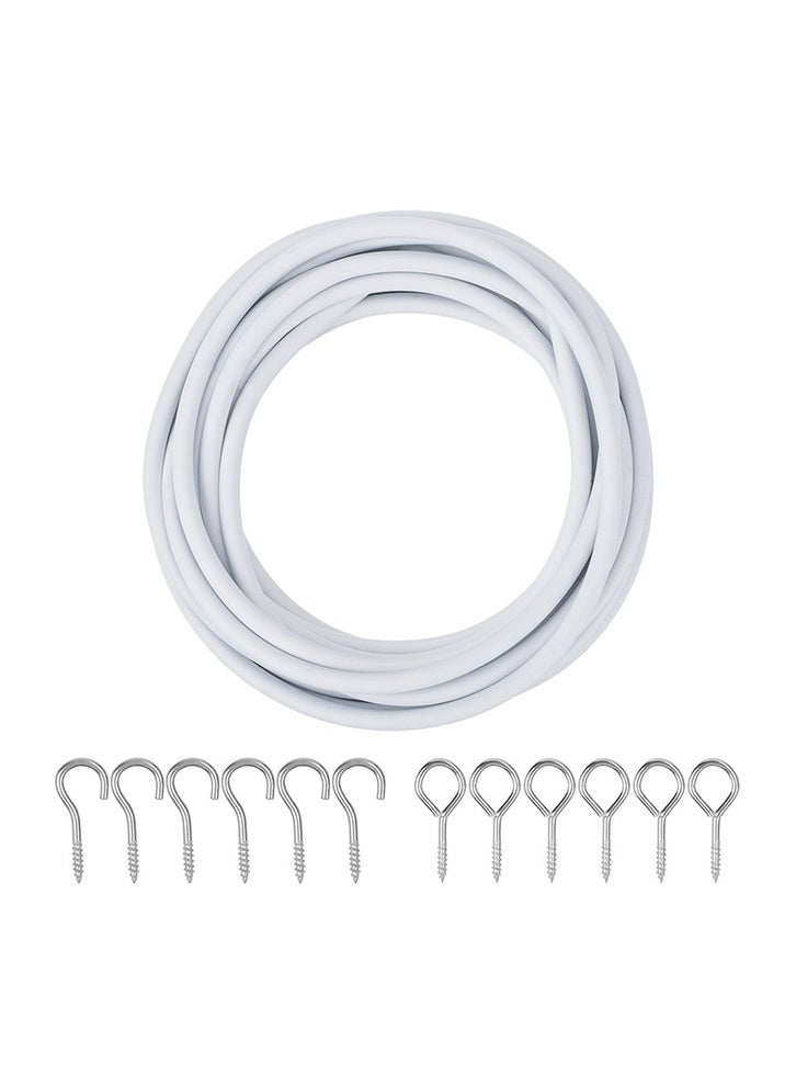 غنافوتو سلك ستارة شبكي بطول 4 أمتار مع 6 خطافات و6 حلقات، سلك حامل ستارة للنوافذ، لتعليق الستائر الشبكية والصور - Image 1