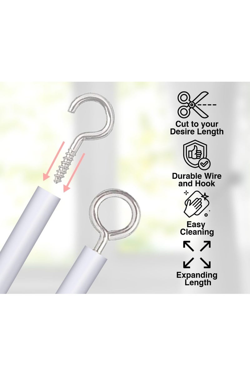 غنافوتو سلك ستارة شبكي بطول 4 أمتار مع 6 خطافات و6 حلقات، سلك حامل ستارة للنوافذ، لتعليق الستائر الشبكية والصور - Image 5