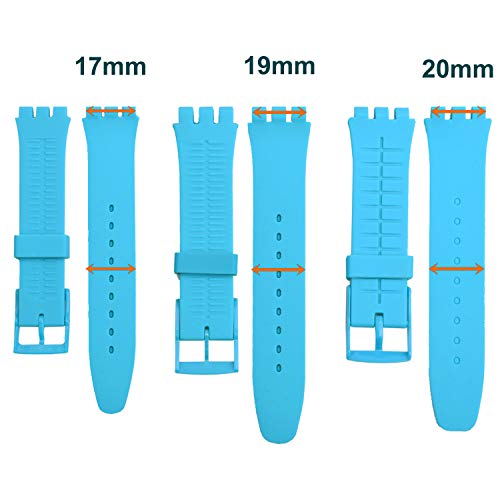 GreenOlive OliBoPo Replacement Waterproof Silicone Rubber Watch Strap Watch Band for Swatch (17mm 19mm 20mm) (17mm, Gradient Blue) - Image 5
