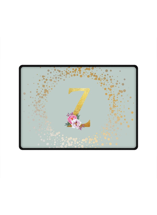 Stylizedd Designer Gaming Mouse Pad Anti-Skid Mousepad Large Keyboard Mouse Pad Desk Mat Custom Monogram Initial Letter Floral Pattern Alphabet - Z(Light Grey)  - Image 1