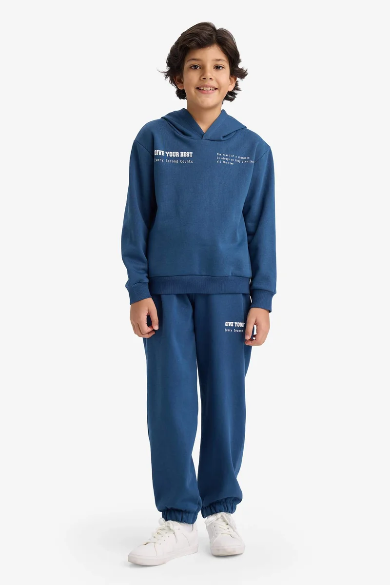DeFacto Boy Printed Hooded Sweatshirt Sweatpants 2 Piece Set