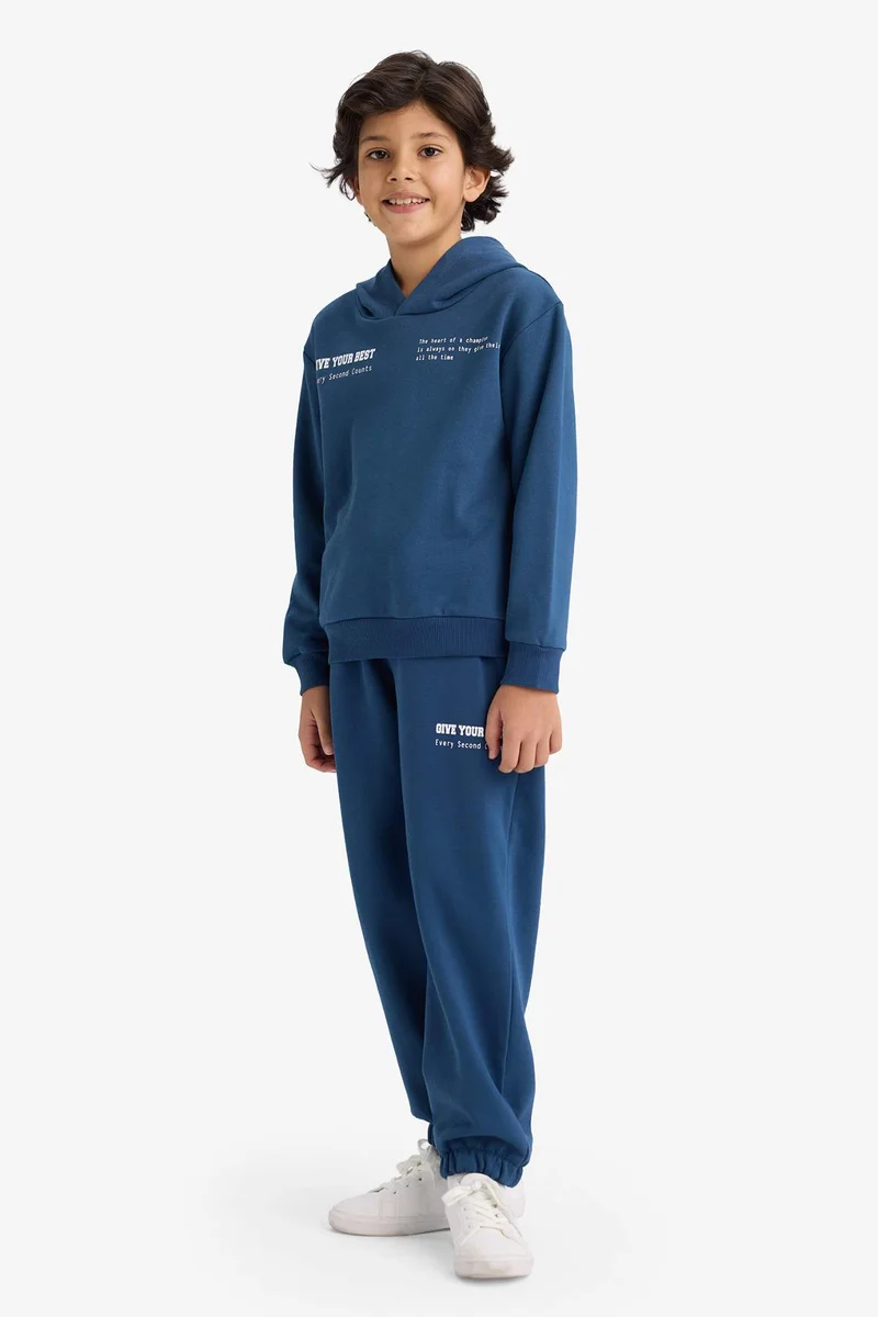 DeFacto Boy Printed Hooded Sweatshirt Sweatpants 2 Piece Set