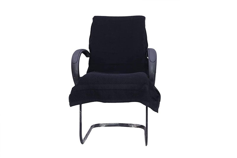 DRYHUG Cotton Solid Luxury Soft Office Chair Towel with Tie Knot 550 GSM Pack of 1 36X72 Big Size Microfiber Office Chair Cover Fully Machine Washable black - Image 3