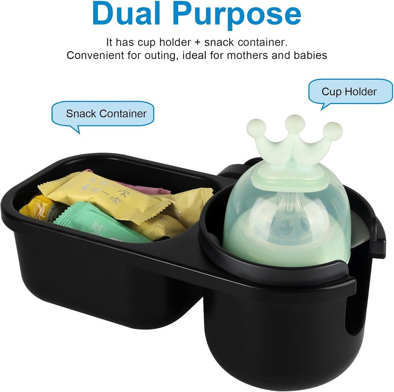 accmor Stroller Cup Holder with Tray, Universal Cup Holder Tray for Uppababy Nuna Doona Strollers, Bottle Drinks Holder for Stroller, Wheelchair, Walker - Image 3